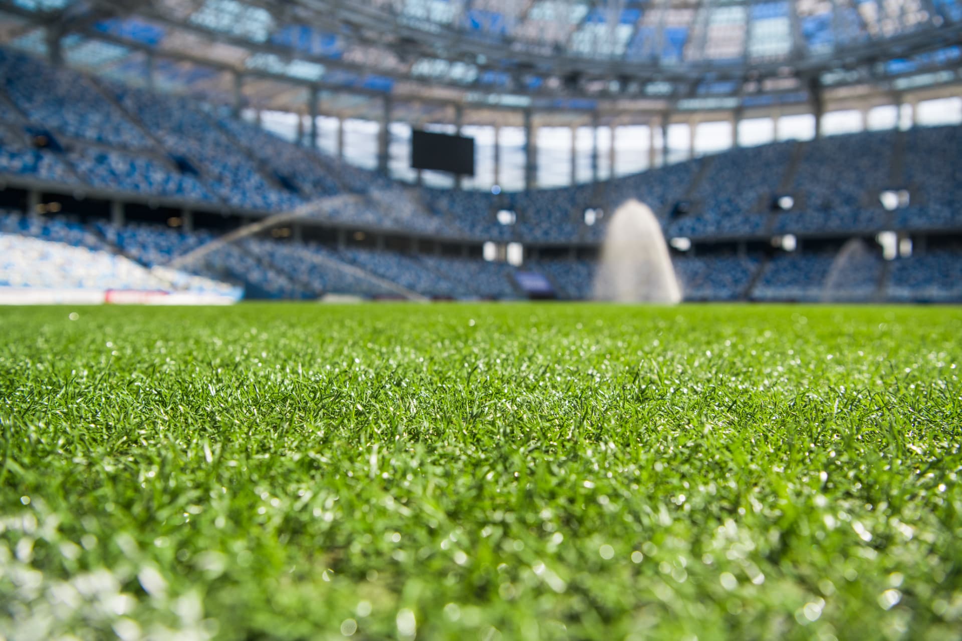 Football pitch inside a stadium